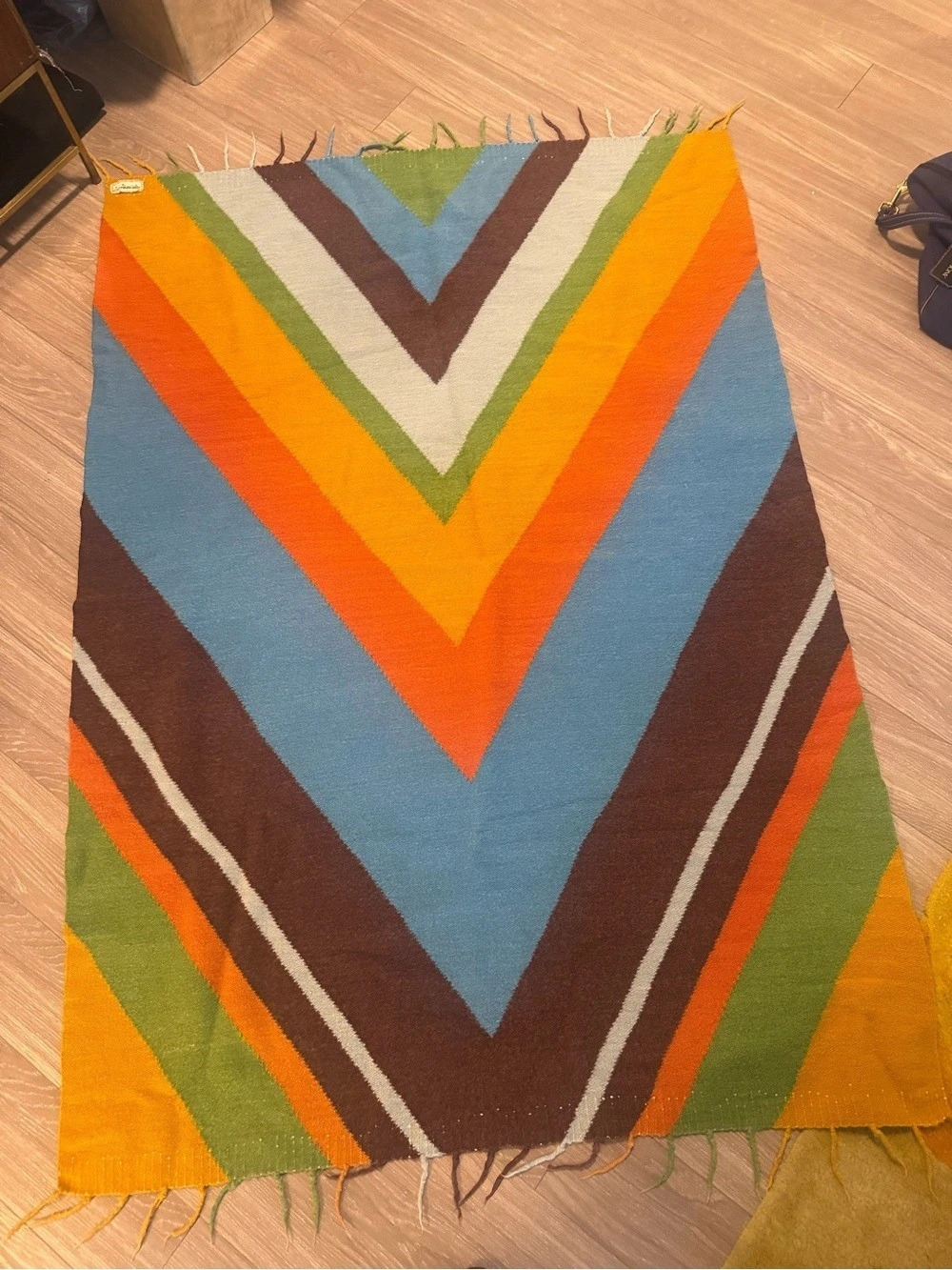 Geometric Woven Wall Decor in Orange & Blue